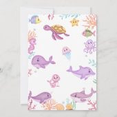 Invitation Fille sous l'océan Océan Animaux Anniversaire (Dos)