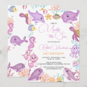 Invitation Fille sous l'océan Océan Animaux Anniversaire (Devant / Derrière)