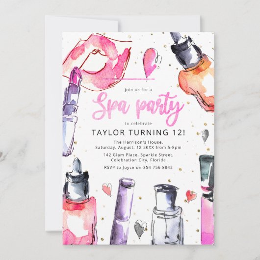 Invitation Fille Spa fête d'anniversaire (Devant)