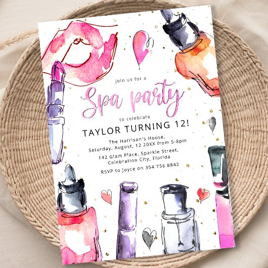 Invitation Fille Spa fête d'anniversaire