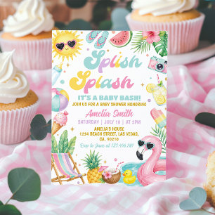Invitation Fille Splash Piscine Fête Été Baby Shower