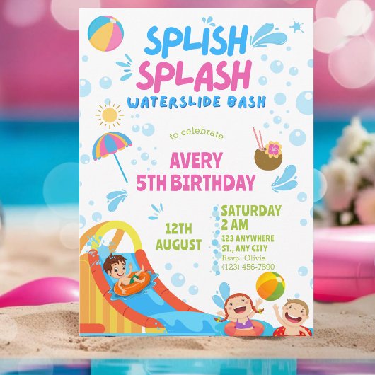 Invitation Fille Splish Splash Anniversaire de la fête de la 