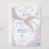 Invitation Fille Splish Splash Mermaid Anniversaire Bash Part (Devant)