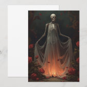 Invitation Fille squelette portant une robe de mariée dans un (Devant / Derrière)