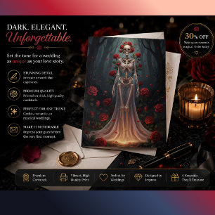 Invitation Fille squelettique portant une robe de mariée dans