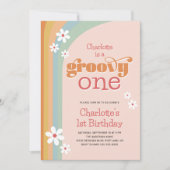 Invitation Fille Super One Retro Daisies 1er anniversaire (Devant)