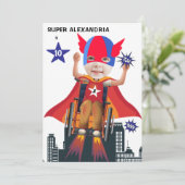 Invitation Fille Superhero en fauteuil roulant 💥 Héros volan (Debout devant)