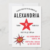 Invitation Fille Superhero en fauteuil roulant 💥 Héros volan (Dos)