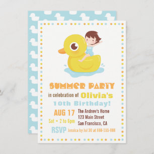 Invitation Fille sur la partie en caoutchouc d'anniversaire