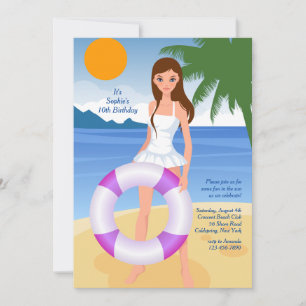 Invitation Fille sur la Plage