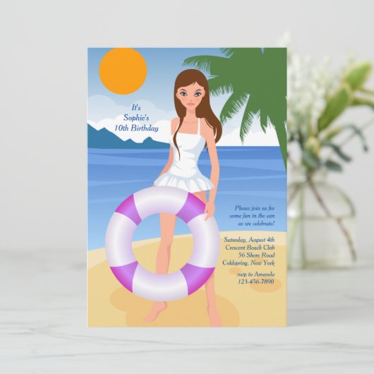 Invitation Fille sur la Plage (Debout devant)