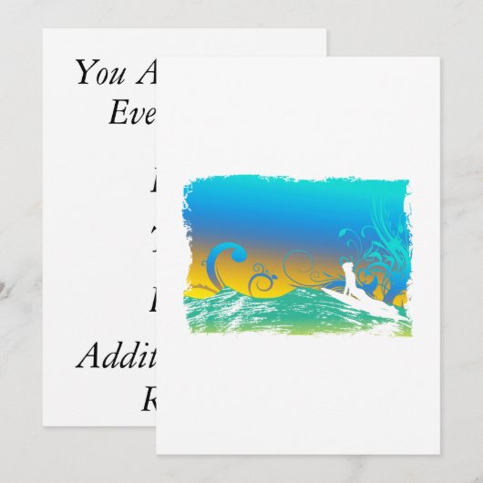 Invitation Fille Surf (Devant / Derrière)