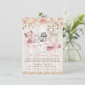 Invitation Fille Sweet Woodland Baby shower par courrier (Debout devant)