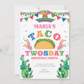 Invitation Fille, Taco 2e Anniversaire, Fiesta, Taco Deux Jou (Devant)