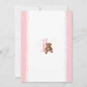 Invitation Fille Teddy Ours Aquarelle Floral 1er (Dos)