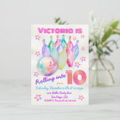 Invitation Fille teint rose Bowling Anniversaire (Debout devant)