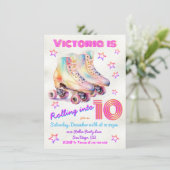 Invitation Fille teinture rose Roller Patinage Anniversaire F (Debout devant)