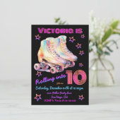 Invitation Fille teinture rose Roller Patinage Anniversaire F (Debout devant)