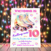 Invitation Fille teinture rose Roller Patinage Anniversaire F