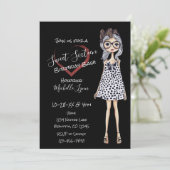 Invitation Fille tendance dans le coeur noir blanc doux 16 An (Debout devant)
