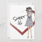 Invitation Fille tendance dans le coeur noir blanc doux 16 An (Dos)