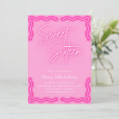 Invitation Fille tendance Neon rose Doux 16 Anniversaire (Debout devant)