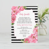 Invitation Fille tendance rose floral bébé saupoudrer les inv (Debout devant)