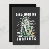 Invitation Fille, Tenez Mes Boucles D'Oreilles Statut de Libe (Devant / Derrière)