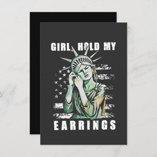 Invitation Fille, Tenez Mes Boucles D'Oreilles Statut de Libe (Devant / Derrière)