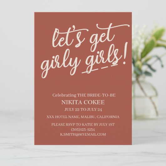 Invitation Fille Terracotta Bachelorette Week-end (Debout devant)