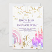 Invitation Fille Terre de la Parties scintillant magique Enfa (Devant)