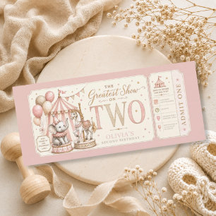 Invitation Fille thème carnaval rétro 2e anniversaire 