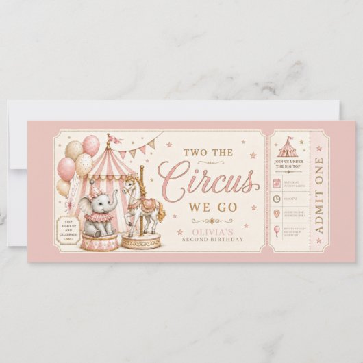 Invitation Fille thème carnaval rétro 2e anniversaire (Devant)