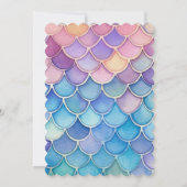 INVITATION FILLE THÈME MER SIRÈNE, CARTON D'INVITATION NUMÉRI (Dos)