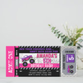 Invitation Fille Ticket d'anniversaire pour Monster Truck (Debout devant)
