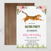 Invitation Fille tigre anniversaire (Devant / Derrière)