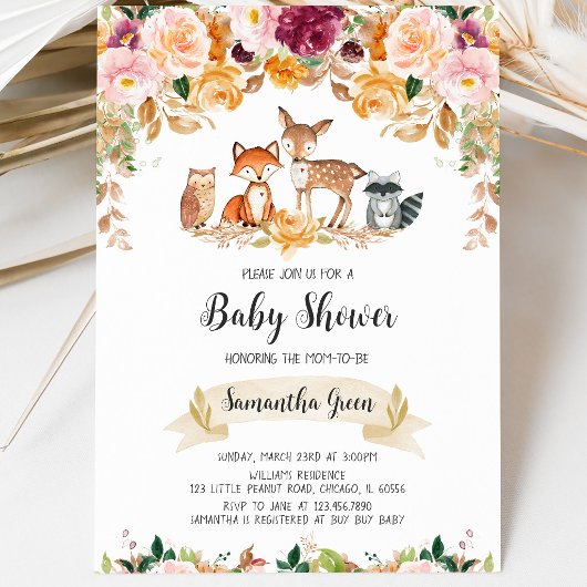 Invitation Fille Tombe Bois Baby Shower