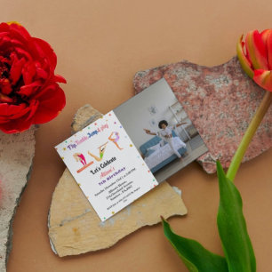 Invitation Fille tonger saut et jouer gymnastique anniversair