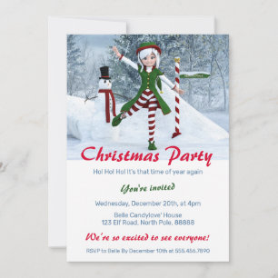 Invitation Fille Toon de Noël dans une forêt d'hiver