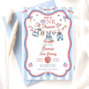 Invitation Fille tout à fait Américaine 1er anniversaire
