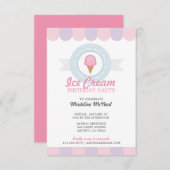 Invitation fille TOUT âge crème glacée FÊTE D'ANNIVERSAIRE (Devant / Derrière)