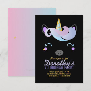 Invitation fille TOUT âge galaxy UNICORN fête d'anniversaire