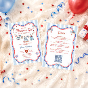 Invitation Fille Tout Américaine Baby Shower Tout en Un