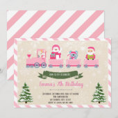 invitation fille train de Noël (Devant / Derrière)