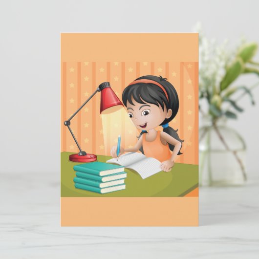 Invitation Fille Travaillant Dans Un Bureau (Debout devant)