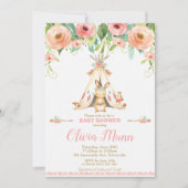 Invitation Fille tribale de Boho de région boisée de baby (Devant)