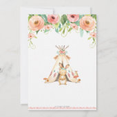 Invitation Fille tribale de Boho de région boisée de baby (Dos)