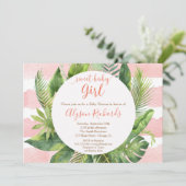 Invitation Fille tropicale de baby shower, paumes de verdure (Debout devant)