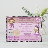Invitation FILLE TTC2 de SINGE mignonne d'invitation de baby (Debout devant)
