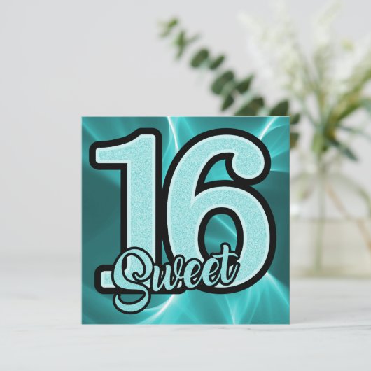 Invitation Fille Turquoise douce 16 Anniversaire (Debout devant)